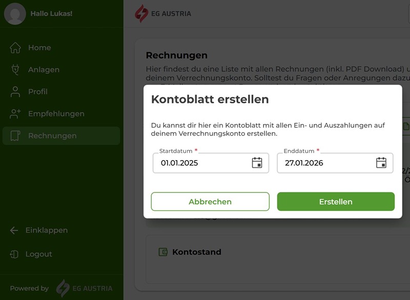 Kontoblatt Feature